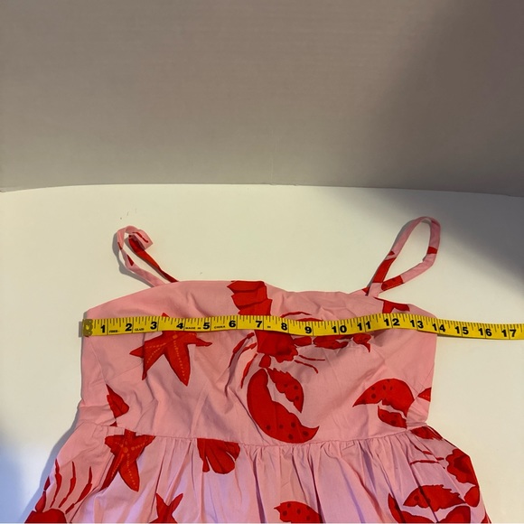 J Crew Women's 0 Tank Top Pink Tie-Back Strappy Lobster Starfish Peplum NWT - Picture 10 of 12